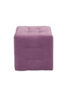 modern purple cubic padded stool upholstered with fabric on white background