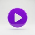 Modern purple play button on a clean white background for media applications Royalty Free Stock Photo