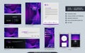 Modern purple stationery mock up set and visual brand identity with abstract colorful dynamic background shape Royalty Free Stock Photo