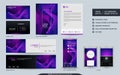 Modern purple stationery mock up set and visual brand identity with abstract colorful dynamic background shape Royalty Free Stock Photo