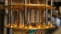 modern quantum computer processor core in golden cryostat Royalty Free Stock Photo