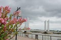 The modern embankment and the movable bridge, Bordeaux Royalty Free Stock Photo