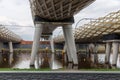 Modern railway bridge across river Dieze in Dutch city s-Hertogenbosch Royalty Free Stock Photo