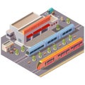 Railway station exterior isolated isometric vector