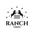 Modern ranch logo with double horse image