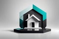 A Modern Real Estate Logo - Sleek, Minimalistic House Outline Encased in a Hexagon, Monochromatic Pale Elegance