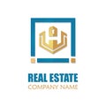 Modern Real Estate Logo Template. Abstract Square House Logotype