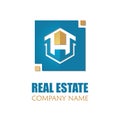 Modern Real Estate Logo Template. Abstract Square House Logotype