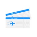 Modern and realistic airline ticket design with flight time and passenger name. vector illustration. Royalty Free Stock Photo