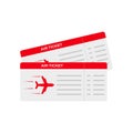 Modern and realistic airline ticket design with flight time and passenger name. vector illustration. Royalty Free Stock Photo