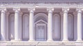 Modern realistic antique building front with white marble arches and columns in doric style. Background with roman Royalty Free Stock Photo