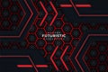 Modern Realistic Futuristic Background Dark and Glow Red with Hexagon Pattern