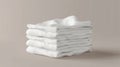 This is a modern realistic illustration of folded white kitchen towels isolated on a white background. This is a