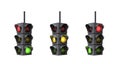 Modern realistic traffic lights set, 3d style. Road semaphores with red, yellow and green light