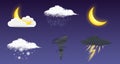 Modern Realistic weather icons set. Meteorology symbols on transparent background. Color Vector illustration for mobile Royalty Free Stock Photo