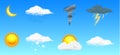 Modern Realistic weather icons set. Meteorology symbols on transparent background. Color Vector illustration for mobile Royalty Free Stock Photo