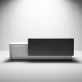 Modern Reception Desk with White and Dark Gray Sections Under Spotlights front desk counter Royalty Free Stock Photo