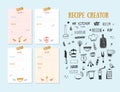 Modern Recipe card template set for cookbook. Menu Creator Vector Illustration Royalty Free Stock Photo