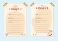 Modern Recipe card template set for cookbook. Menu Creator Vector Illustration. Kitchen food template Royalty Free Stock Photo