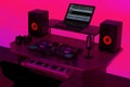 Modern Recording Music Home Studio, Dj Workplace with Electronic Equipment and Instruments. 3d Rendering Royalty Free Stock Photo