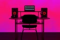 Modern Recording Music Home Studio, Dj Workplace with Electronic Equipment and Instruments. 3d Rendering Royalty Free Stock Photo