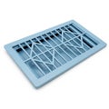 Modern Light Blue Decorative Geometric Patterned Air Vent Grille on White Background Royalty Free Stock Photo