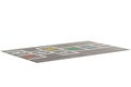 Modern rectangular gray rug with a hopscotch pattern. 3d render