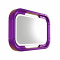 Modern purple rectangular mirror with rounded corners and illuminated frame on white background Royalty Free Stock Photo