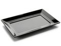 Modern rectangular serving tray with sleek black finish isolated on white background Royalty Free Stock Photo
