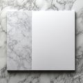 Modern rectangular wall mirror with half marble design on marble surface Royalty Free Stock Photo