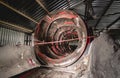 At modern recycling plant. Conveyor belt for transports garbage Royalty Free Stock Photo