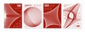 Modern red abstract line poster, cover, banner set Royalty Free Stock Photo