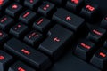 Modern red backlit keyboard, concept computer technology background Royalty Free Stock Photo