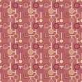 Modern red and beige seamless circles pattern tile