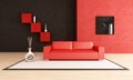 Modern red and black living room