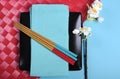 Modern red and blue theme Japanese Oriental Table Place Setting Royalty Free Stock Photo