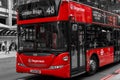 Modern Red Bus in London Bishopsgate Royalty Free Stock Photo