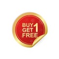 Modern red buy one get one free sticker great design for any purposes. Vector illustration.