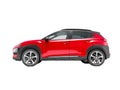 Modern red car crossover side view 3d render on white background Royalty Free Stock Photo