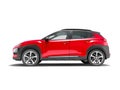 Modern red car crossover side view 3d render on white background Royalty Free Stock Photo