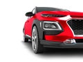 Modern red car crossover for travel with black insets in front 3 Royalty Free Stock Photo