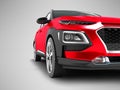 Modern red car crossover for travel with black insets in front 3 Royalty Free Stock Photo