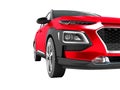 Modern red car crossover for travel with black insets in front 3 Royalty Free Stock Photo