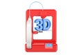 Modern red 3D printer, 3D rendering