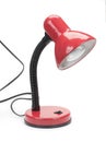 Modern red desk lamp with gooseneck isolated on a white background Royalty Free Stock Photo