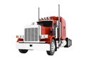 Modern red dump truck for transportation of trailers 3d render on white background no shadow