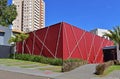 Modern red facade in Ribeirao Preto, Sao Paulo