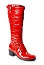 Modern red female boots Royalty Free Stock Photo