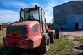 Used front wheel loader on a farm Royalty Free Stock Photo