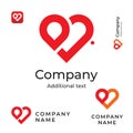 Modern Red Heart Line Logo Love Identity Brand and App Icon Symbol Commercial Concept Set Template